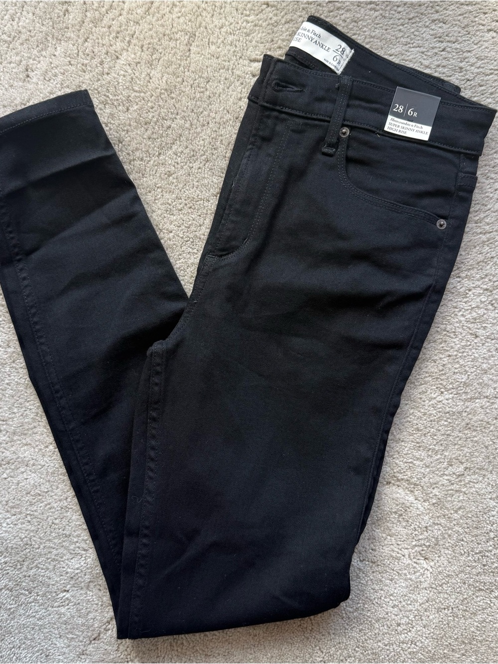 NWT Abercrombie & Fitch Black Super Skinny Ankle High Rise Jeans